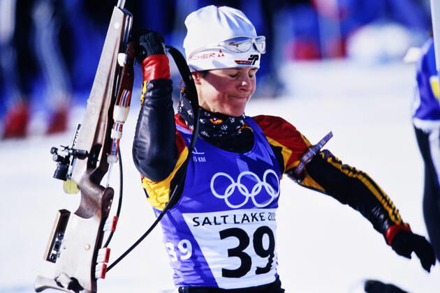DISL Uschi Team GER 2nd place Biathlon Women Sprint Olympic Winter Games 2002 Salt Lake City USA on 13 02 2002 in Salt Lake City