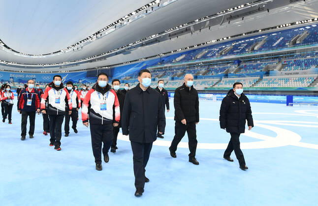 Olympia Peking 2022, Xi Jinping besucht Trainingszentrum in Peking