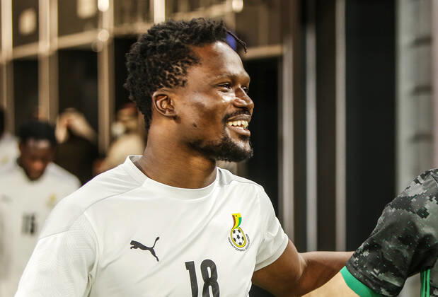 QATAR, DUBAI, - JANUARY 6: Daniel Amartey of Ghana during the preparations for the 2022 Africa Cup of Nations match between Black Stars and Algeria in Khalifa International Stadium on January 6, 2022 in Qatar, Dubai. Photo by Gabriel Ahiabor Copyright: xCHENDAYEx*_*x