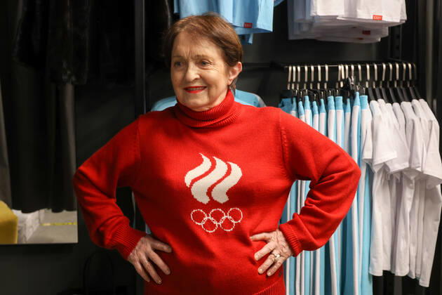 Beijing 2022, Pressetermin bei Zasport, Kleidungs-Sponsor des russischen Olympia-Teams