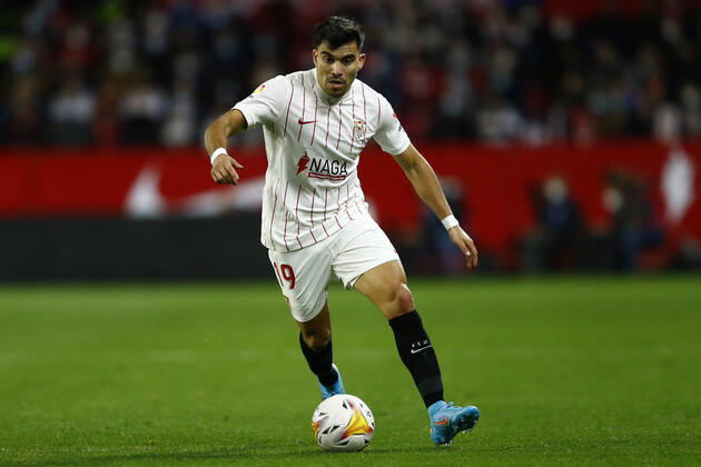 ESP: Sevilla FC-RC Celta. La Liga Santander Marcos Acuna of Sevilla FC during the La Liga match between Sevilla FC and RC Celta played at Sanchez Pizjuan Stadium on January 22, 2022 in Sevilla, Spain. kpng Copyright: xAntonioxPozox xPRESSINPHOTOx AP_220122_019