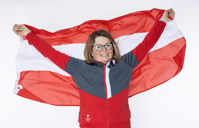 OLYMPICS - OEOC, equipping Beijing 2022 VIENNA,AUSTRIA,25.JAN.2022 - OLYMPICS - OEOC, equipping Winter Olympic Games, Olympische Spiele, Olympia, OS Beijing 2022. Image shows Katharina Ramsauer (AUT).  GEPAxpictures xHaraldxSteiner