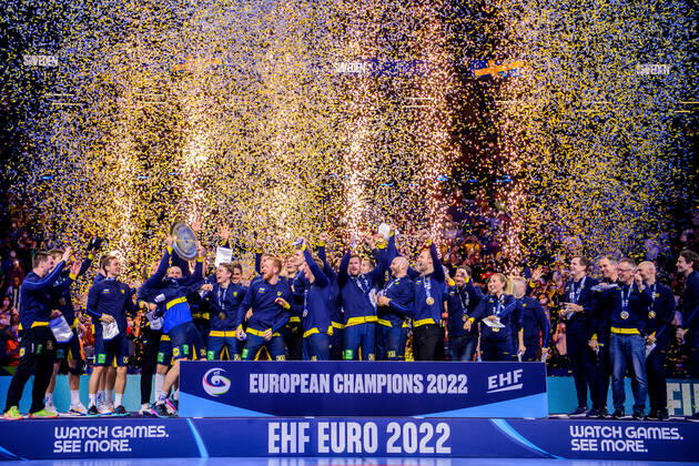 Handball, EM, Siegerehrung, Schweden ist Europameister vor Spanien und Dänemark