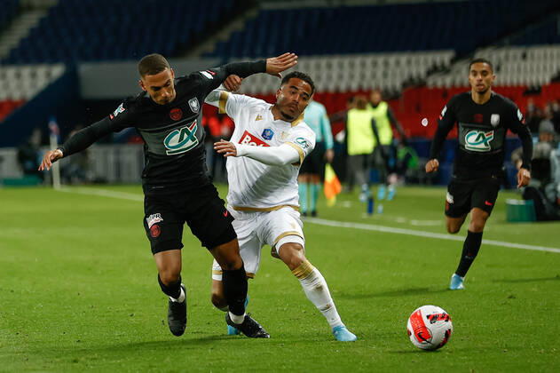 Thilo Kehrer (Paris Saint Germain) vs Justin Kluivert (Nice) FOOTBALL : 8e finale de la Coupe de France - PSG vs OGC Nice - 31 01 2022 AurelienMorissard Panoramic
