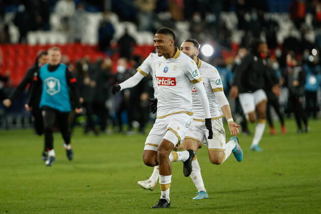 Joie des joueurs de Nice apres leur victoire contre le PSG FOOTBALL : 8e finale de la Coupe de France - PSG vs OGC Nice - 31 01 2022 AurelienMorissard Panoramic