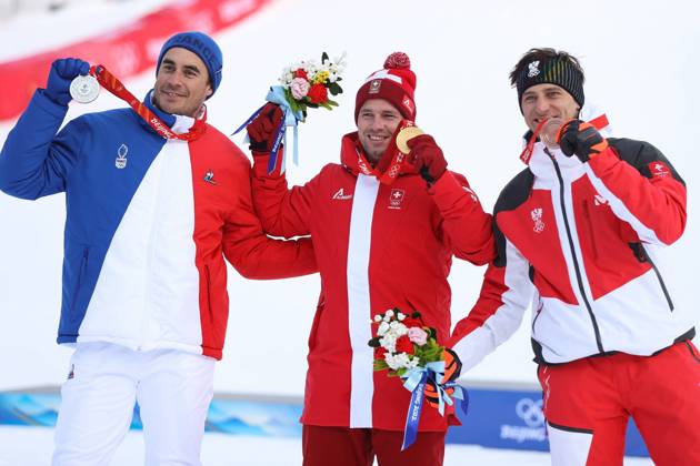 BEIJING 2022, Ski Alpin, Abfahrt Männer, Siegerehrung