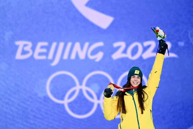 BEIJING 2022, Ski Freestyle, Buckelpiste Frauen, Siegerehrung