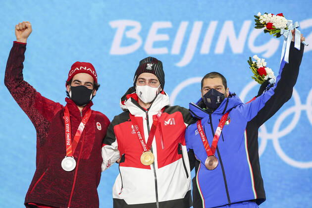 BEIJING 2022, Snowboard, Snowboardcross Männer, Siegerehrung