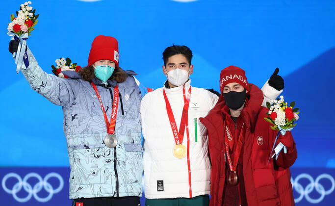 BEIJING 2022, Short Track, 500m Männer, Siegerehrung