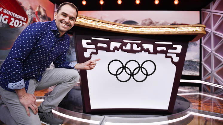 Olympic Winter Games, ARD guest Michael Michi Greis expert in the ARD Olympia Studio Ex biathlete Michael Greis as guest in the ARD Olympia Studio Mainz Mainz Rhineland Palatinate Germany NBC National Broadcasting Center of ARD ZDF