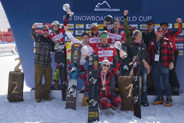 Berchtesgaden, Germany 20 March 2022 FIS Snowboard World Cup Final 2021 2022 Parallel Slalom Berchtesgaden 20 03 2022 Winner Nations Cup Austria Oesterreich Bischofswiesen Götschen Bavaria Copyright: xFotostandx xWassmuthx