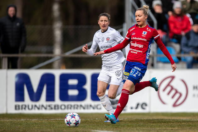 220403 Vittsjös Kajsa Lind during the football match in the Damallsvenskan between Vittsjö and FC Rosengard on April 3, 2022 in Vittsjö, Copyright: MATHILDAxAHLBERG BB220403BB410