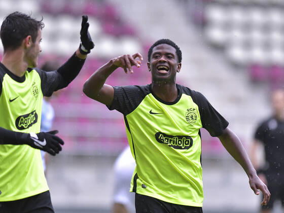 Diogo Cabral is enjoying after a goal scored in the football match between Dinamo Kyiv U19 and Sporting Club Portugal U19, within the UEFA Youth League, played at the Rapid Giulesti Stadium in Bucharest, on Thursday, April 7, 2022 Bucharest Copyright: xRazvanxPasarica SPORTxPICTURESx
