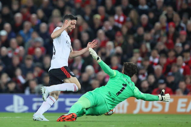 Liverpool v S L Benfica - UEFA Champions League Roman Yaremchuk of Benfica scores his team s second goal during the UEFA Champions League match between Liverpool and S L Benfica at Anfield, Liverpool on Wednesday 13th April 2022. Liverpool United Kingdom  Copyright: xMIxNewsx originalFilename:fletcher-liverpoo220413_np3Vv