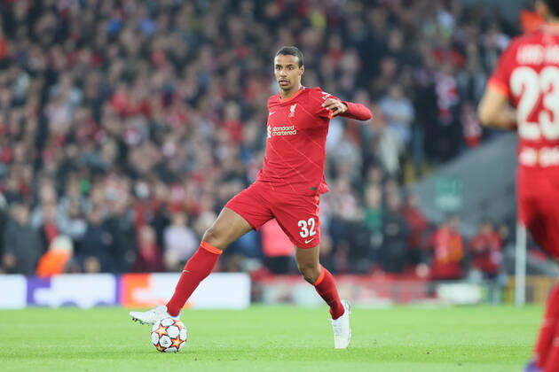 Liverpool v S L Benfica - UEFA Champions League Joel Matip of Liverpool on the ball during the UEFA Champions League match between Liverpool and S L Benfica at Anfield, Liverpool on Wednesday 13th April 2022. Liverpool United Kingdom  Copyright: xMIxNewsx originalFilename:fletcher-liverpoo220413_nplpC
