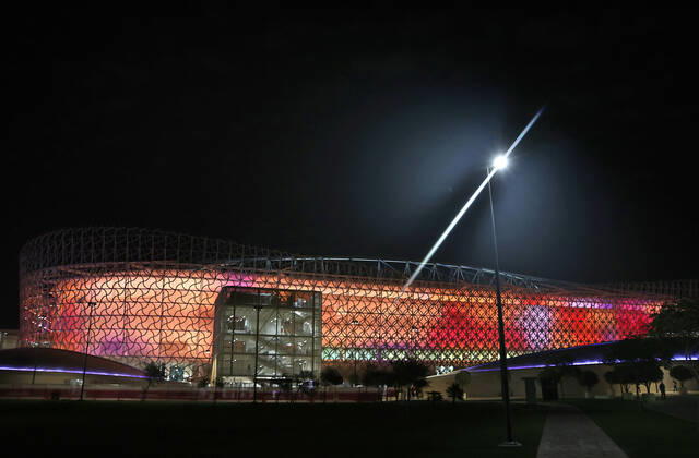 22 12 2021, preview of the 2022 FIFA World Cup in Qatar, UAE Al Rayyan, Qatar, the FIFA World Cup Ahmed bin Ali Stadium, during the FIFA Arab Cup Qatar in Al Rayyan, Qatar.