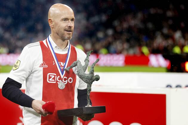 AMSTERDAM , 11-05-2022 , Johan Cruijff Arena , Dutch Football Eredivisie , season 2021 2022 , Ajax vs Heerenveen 5-0. Ajax wins it s 36 League title. Erik ten Hag Ajax - Heerenveen  x16551711x Copyright: