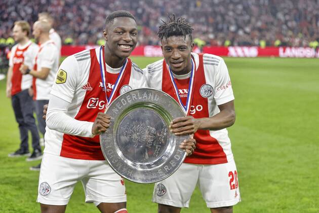 AMSTERDAM , 11-05-2022 , Johan Cruijff Arena , Dutch Football Eredivisie , season 2021 2022 , Ajax vs Heerenveen 5-0. Ajax wins it s 36 League title. Mohamed Daramy and Mohammed Kudus Ajax - Heerenveen  x16551712x Copyright: