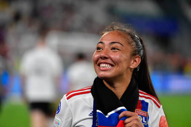 FC Barcelona, Barca v Olympique Lyon, UEFA Women?s Champions League final, football, Turin, Italy Turin, Italy. 21st, May 2022. Selma Bacha (4) of Olympique Lyon seen during the celebrations after the UEFA Women?s Champions League final between Barcelona and Olympique Lyon at Juventus Stadium in Turin. Turin Italy Copyright: xGonzalesxPhoto TommasoxFimianox