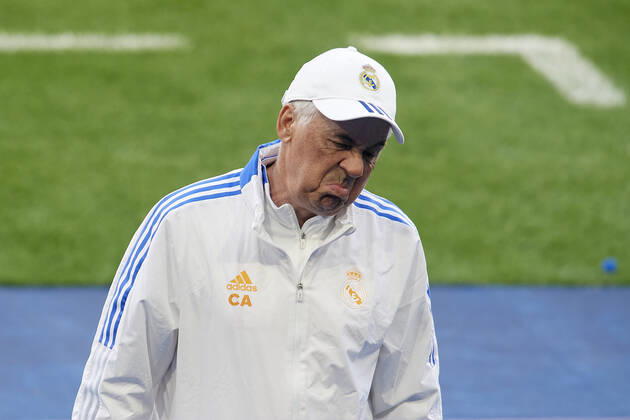 Liverpool FC Training Session And press conference, PK, Pressekonferenz - UEFA Champions League Final 2021 22 Carlo Ancelotti head coach of Real Madrid at Stade de France on May 27, 2022 in Paris, France. Liverpool will face Real Madrid in the UEFA Champions League final on May 28, 2022. Paris France Copyright: xJosexBretonx originalFilename:breton-liverpoo220527_npo5T
