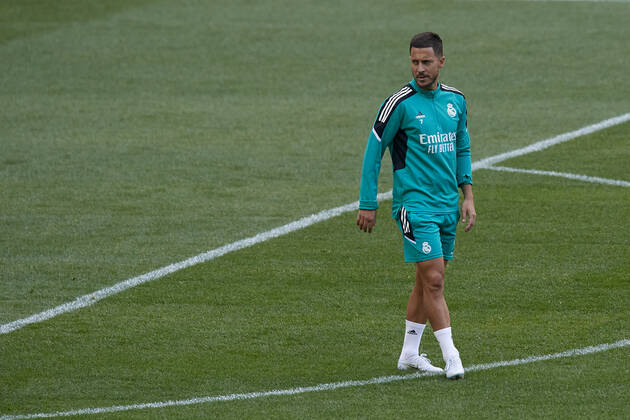 Liverpool FC Training Session And press conference, PK, Pressekonferenz - UEFA Champions League Final 2021 22 Eden Hazard of Real Madrid during the warm-up before at Stade de France on May 27, 2022 in Paris, France. Liverpool will face Real Madrid in the UEFA Champions League final on May 28, 2022. Paris France Copyright: xJosexBretonx originalFilename:breton-liverpoo220527_npxKb