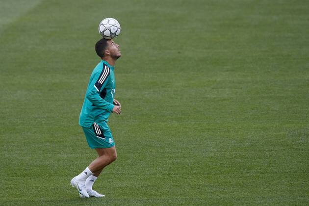Liverpool FC Training Session And press conference, PK, Pressekonferenz - UEFA Champions League Final 2021 22 Eden Hazard of Real Madrid during the warm-up before at Stade de France on May 27, 2022 in Paris, France. Liverpool will face Real Madrid in the UEFA Champions League final on May 28, 2022. Paris France Copyright: xJosexBretonx originalFilename:breton-liverpoo220527_npyyR