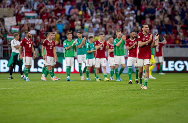 Hungary v England: UEFA Nations League - League Path Group 3 Team Hungary joy after the UEFA Nations League A3 match at Puskas ArÃ na on June 04, 2022 in Budapest, Hungary. Budapest Hungary  Copyright: xRobertxSzaniszlox originalFilename:szaniszlo-notitle220604_npRTZ