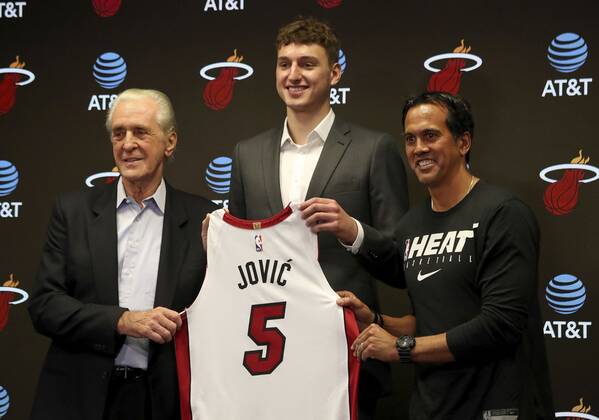 Basketball, NBA, Miami Heat presents draft pick Nikola Jovic