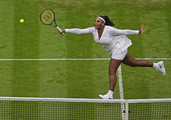 Tennis: Wimbledon championships Serena Williams of the United States plays against Harmony Tan of France in the first round of the Wimbledon tennis tournament in London on June 28, 2022.  A14AA0001307357P