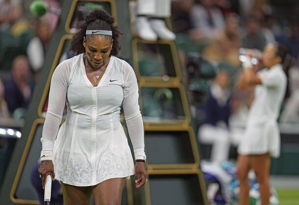 Tennis: Wimbledon championships Serena Williams of the United States is pictured during her first-round match against Harmony Tan of France at the Wimbledon tennis tournament in London on June 28, 2022.  A14AA0001307423P