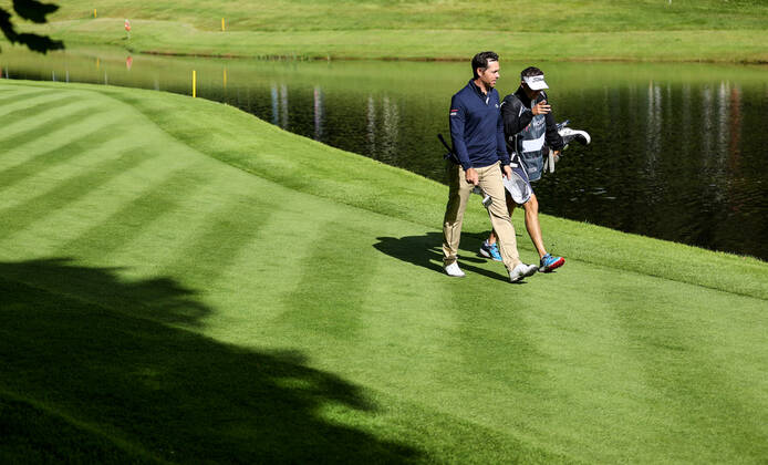 2022 Horizon Irish Open, Mount Juliet Estate, Thomastown, Kilkenny 2 7 2022 Julien Guerrier walks down the fairway on the 3rd hole Julien Guerrier walks down the fairway on the 3rd hole 2 7 2022  Copyright: x INPHO BenxBradyx BB1_6356