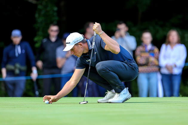 2022 Horizon Irish Open, Mount Juliet Estate, Thomastown, Kilkenny 2 7 2022 Niklas Norgaard Moller lines up his putt on the 13th Niklas Norgaard Moller lines up his putt on the 13th 2 7 2022  Copyright: x INPHO BenxBradyx BB1_6586