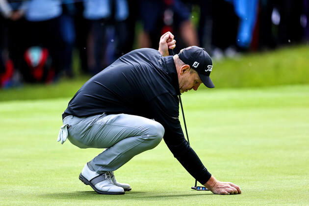 2022 Horizon Irish Open, Mount Juliet Estate, Thomastown, Kilkenny 2 7 2022 Stephen Gallacher on the 14th green Stephen Gallacher on the 14th green 2 7 2022  Copyright: x INPHO BenxBradyx BB1_6681