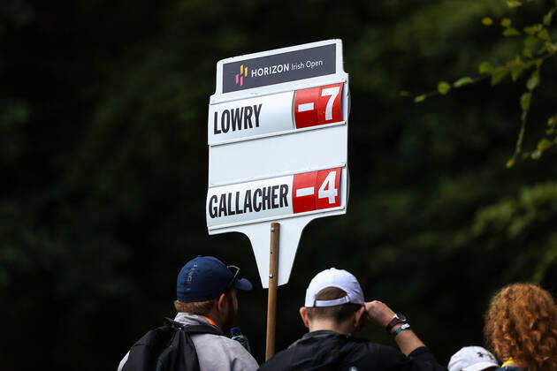 2022 Horizon Irish Open, Mount Juliet Estate, Thomastown, Kilkenny 2 7 2022 A view of the scorecard for Shane Lowry and Stephen Gallacher A view of the scorecard for Shane Lowry and Stephen Gallacher 2 7 2022  Copyright: x INPHO BenxBradyx BB1_6790