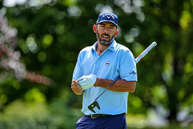 2022 Horizon Irish Open, Mount Juliet Estate, Thomastown, Kilkenny 2 7 2022 Pablo Larrazabal after finishing on the 16th green Pablo Larrazabal after finishing on the 16th green 2 7 2022  Copyright: x INPHO BenxBradyx BB1_7414