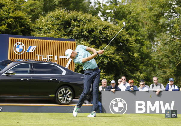 2nd July 2022, Mount Juliet Golf &amp; Spa Hotel, Thomastown, County Kilkenny, Republic of Ireland: Horizon Irish Open Golf, 3rd round; Adrian Meronk of Poland tee shot on the 14th hole  ActionPlus12404221 PeterxFitzpatrick