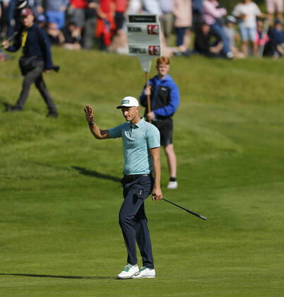 2nd July 2022, Mount Juliet Golf &amp; Spa Hotel, Thomastown, County Kilkenny, Republic of Ireland: Horizon Irish Open Golf, 3rd round; Adrian Meronk of Poland acknowledges the crowd around the 18th green  ActionPlus12404243 PeterxFitzpatrick