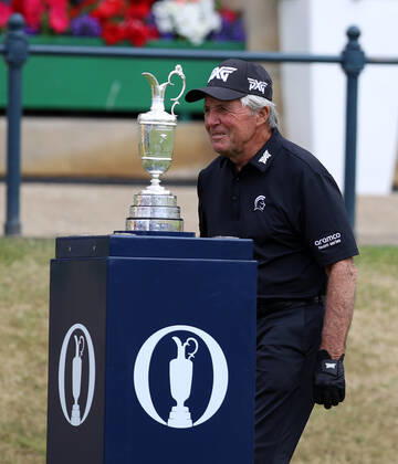 11th July 2022, Old Course at St Andrews, St Andrews, Fife, Scotland; The Open Golf Championship pre-tournament activities; Past Champion Gary Player with the Claret Jug during the Celebration of Champions event  ActionPlus12407561 DavidxBlunsden