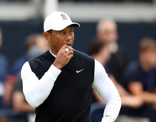 11th July 2022, Old Course at St Andrews, St Andrews, Fife, Scotland; The Open Golf Championship pre-tournament activities; Tiger Woods (USA) on the practice putting green prior to the Celebration of Champions event  ActionPlus12407578 DavidxBlunsden