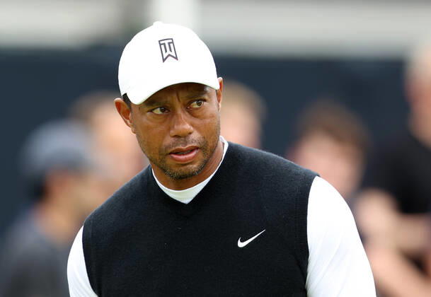11th July 2022, Old Course at St Andrews, St Andrews, Fife, Scotland; The Open Golf Championship pre-tournament activities; Tiger Woods (USA) on the practice putting green prior to the Celebration of Champions event  ActionPlus12407580 DavidxBlunsden