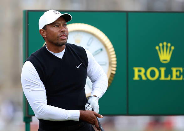 11th July 2022, Old Course at St Andrews, St Andrews, Fife, Scotland; The Open Golf Championship pre-tournament activities; Tiger Woods on the 2nd tee during the Celebration of Champions event  ActionPlus12407662 DavidxBlunsden