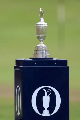 11th July 2022, Old Course at St Andrews, St Andrews, Fife, Scotland; The Open Golf Championship pre-trounament activities; the Claret Jug trophy on display on the first tee  ActionPlus12407741 DavidxBlunsden