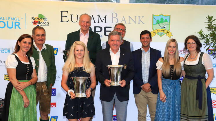 GOLF - EURAM Bank Open 2022 RAMSAU,AUSTRIA,13.JUL.22 - GOLF - Challenge Tour, EURAM Bank Open 2022, ProAm, GC Adamstal. Image shows Franz Wittmann, president Peter Enzinger (OEGV), Franz Witt Doerring, Maja Dultinger, Manfred Huber (EURAM Bank) and guests.  GEPAxpictures xMarioxBuehner