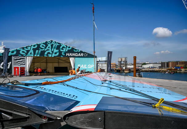 Ineos Team UK team shore base at the Great Britain SailGP at Plymouth, UK on 29 July 2022. Copyright: xPhilxHutchinsonx 32640048