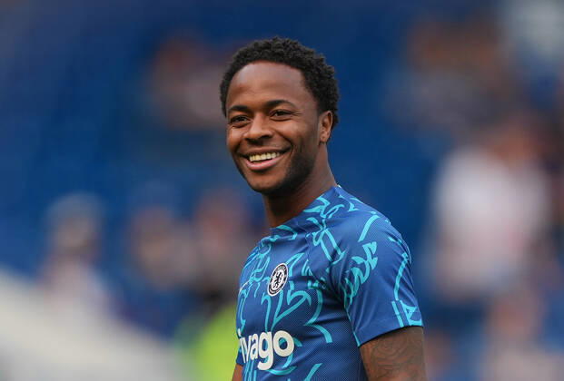 Raheem Sterling of Chelsea pre match during the Premier League match between Chelsea and Tottenham Hotspur at Stamford Bridge, London, England on 14 August 2022. Copyright: xAndyxRowlandx PMI-5098-0097
