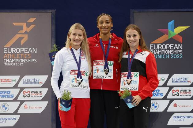 EC 2022, Leichtathletik, Frauen, Siebenkampf, Siegerehrung