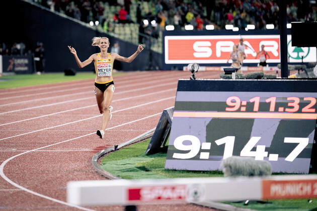 European Championships Munich22 Athletics, 20 08 2022 Lea Meyer GER in the 3000m steeplechase final on 20 08 2022 at the European Athletics Championships in Munich, Germany Copyright: xBEAUTIFULxSPORTS Flatemerschx