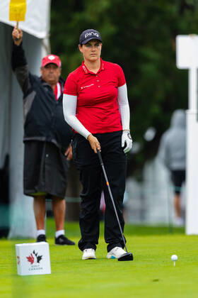 OTTAWA, ON - AUGUST 26: Caroline Masson of Germany before teeing off on the 1st hole during the second round of the CP Women™s Open on August 26, 2022, at The Ottawa Hunt and Golf Club in Ottawa, ON, Canada. (Photo by Richard A. Whittaker Icon Sportswire) GOLF: AUG 26 LPGA, Golf Damen - CP Women™s Open Icon2208260682