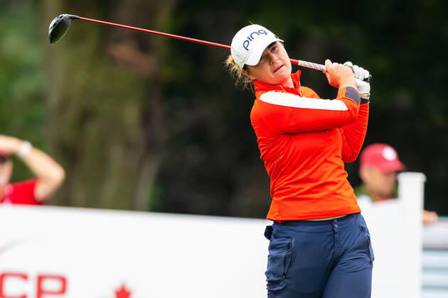 OTTAWA, ON - AUGUST 26: Isi Gabsa of Germany tees off on the 1st hole during the second round of the CP Women™s Open on August 26, 2022, at The Ottawa Hunt and Golf Club in Ottawa, ON, Canada. (Photo by Richard A. Whittaker Icon Sportswire) GOLF: AUG 26 LPGA, Golf Damen - CP Women™s Open Icon2208260892