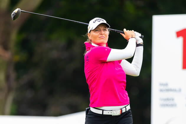 OTTAWA, ON - AUGUST 26: Perrine Delacour of France tees off on the 1st hole during the second round of the CP Women™s Open on August 26, 2022, at The Ottawa Hunt and Golf Club in Ottawa, ON, Canada. (Photo by Richard A. Whittaker Icon Sportswire) GOLF: AUG 26 LPGA, Golf Damen - CP Women™s Open Icon2208261102